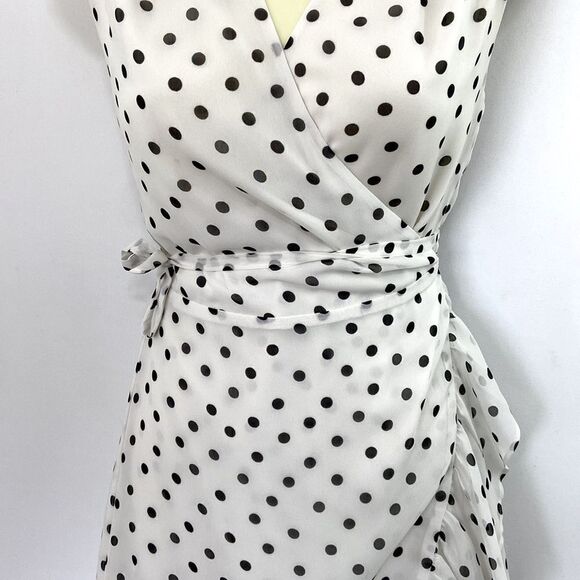 All Saints Dress Krystal Dot Wrap Ruffle White Black NWOT Sz Sm - Picture 3 of 8